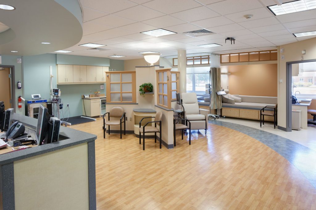 CancerCenter5 A willow wooden floor in the room.